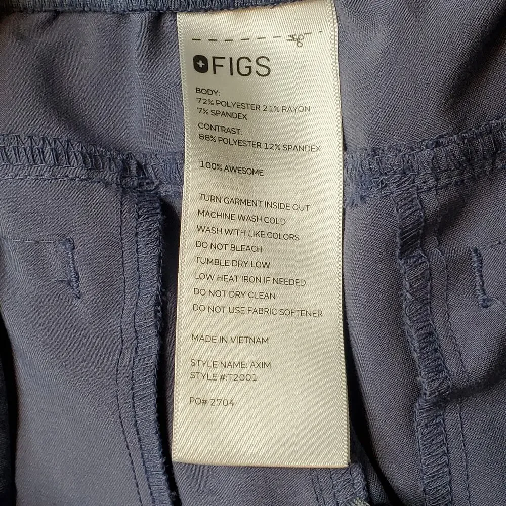 Figs Men's Size M Axim Cargo Scrub Straight Leg Pants Blue T2001